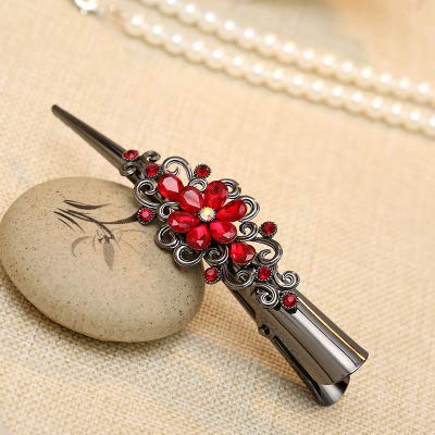Large Retro Metal Hair Clips Flower Duck Bill Clips Rhinestone Hair Barrettes with Teeth Hair Pins Hair Slide Stylish for Women Girl Hair Jewelry