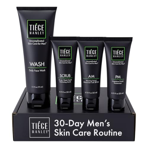 Tiege Hanley Skin Care Set for Men, Essential Routine, System Level 1, Daily Face Wash, Facial Scrub, Moisturizer With SPF, and Night Cream Beauty and Personal Care Tiege Hanley Default Title
