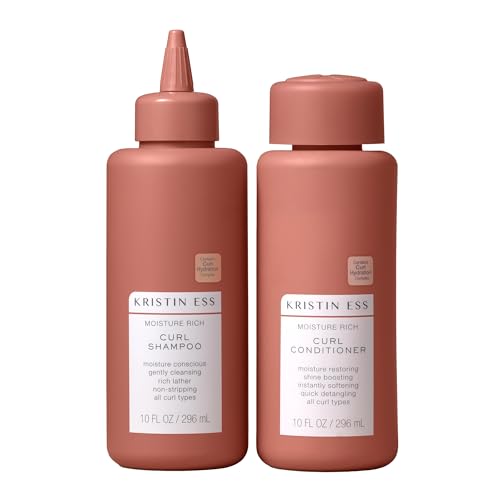 Kristin Ess Hair Curl Shea Butter Shampoo and Conditioner Set for Curly Hair Bounce + Shine - Anti Frizz Moisture + Deep - Clean + Vegan Product