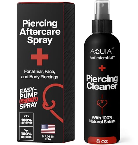 Piercing Aftercare Spray | Ear Piercing Cleaner 8oz | Saline Spray for Piercings; Saline Solution for Piercings; Aftercare of Pierced Ear, Septum Beauty and Personal Care Aquia Default Title