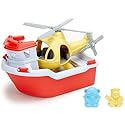 Green Toys Rescue Boat with Helicopter Red, 1 EA