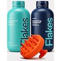 Flakes Anti Dandruff Shampoo and Conditioner Set for Men with Scalp Massager | Dry, Flaky, & Itchy Scalp Shampoo | Sulfate and Paraben Free |