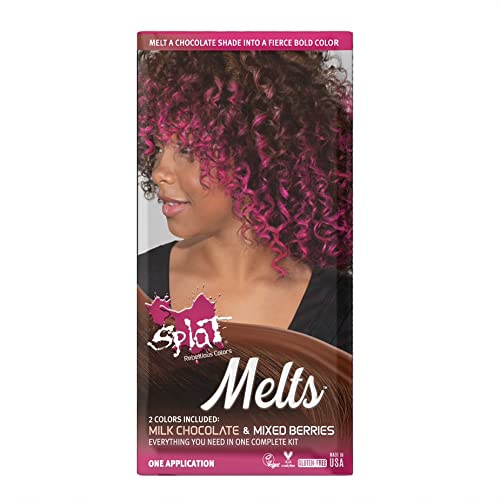 SPLAT MELTS COMPLETE KIT WITH BLEACH AND 2 SEMI-PERMANENT HAIR COLORS (Mixed Berries & Milk Chocolate)