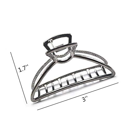 TANG SONG 4PCS Large Metal Hair Claw Clips Hair Catch Barrette Jaw Clamp for Women Half Bun Hairpins for Thick Hair(Silver+Gold+Rose Gold+Black)