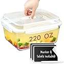 Extra Large Oven Safe Glass Food Storage Container with Airtight Locking Lid & Handle. 6500ml / 220oz / 28 Cup - Storing Lunch Food, Vegetables…