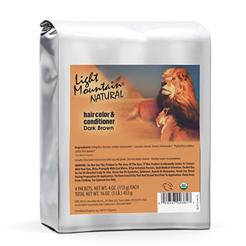 Light Mountain Henna Hair Color & Conditioner, Bulk 1 Pound - Dark Brown Hair Dye, Organic Henna Leaf Powder and Botanicals, Chemical-Free