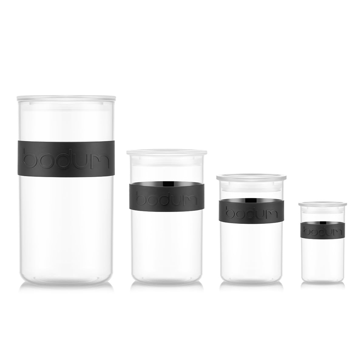 Bodum Presso Storage Container Jars for Food, Pasta, Cereal, Flour, Coffee, Snacks, and More, BPA-Free Plastic w/Airtight Silicone Seal, 12pc Set…