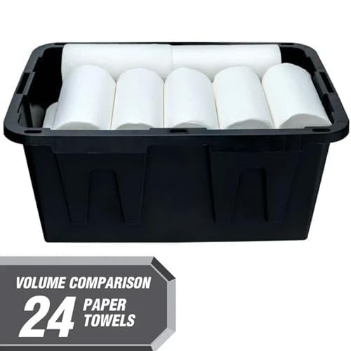 QQLADY 27 Gallon Snap Lid Plastic Storage Tote Box, Plastic Storage Bin Tote Organizing Container With Lid, Stackable & Nestable, Black Red