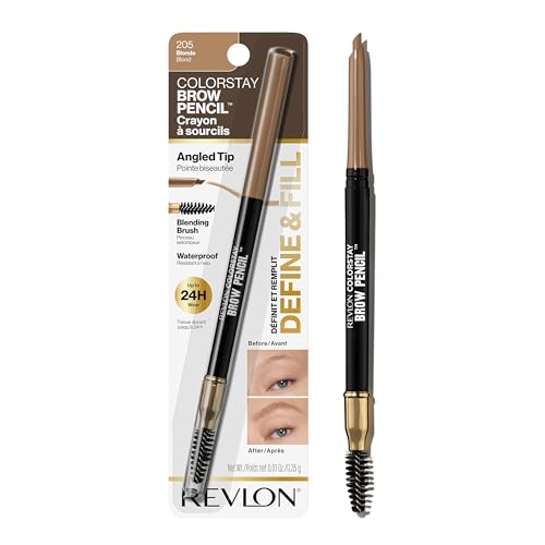 Revlon ColorStay Eyebrow Pencil with Spoolie Brush, Waterproof, Hair-Like Strokes, Stocking Stuffer for Her, 205 Blonde, 0.021 oz