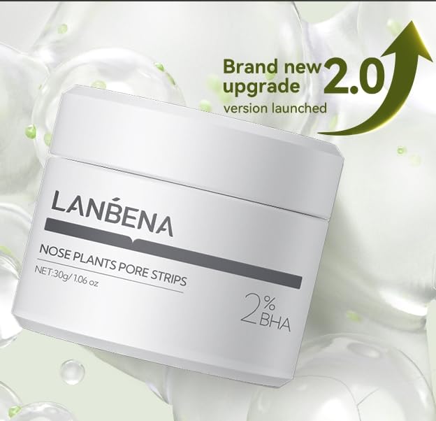 LANBENA Blackhead Remover Nose Pore Strips for Face, 2.0 Upgraded Deep Cleansing Peel off Mask Nose Strips Skincare for All Skin (1.06 Oz/30g) - 60pcs