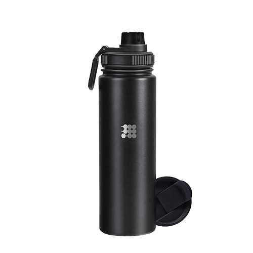 Cubitt Insulated Sports Hydro Water Bottle 24 oz, 2 Lids (Coffee Lid and Wide Mouth Twist Sports Lid), Stainless Steel, Double Walled. Cold for up…