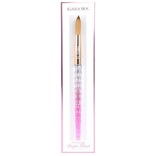Kiara Sky Kolinsky Acrylic Nail Brush #18 - Pure Kolinsky Sable Hair, Pink Crystal Handle, Acetone Resistant, for Acrylic Application, Extensions & 3D Beauty & Personal Care KIARA SKY