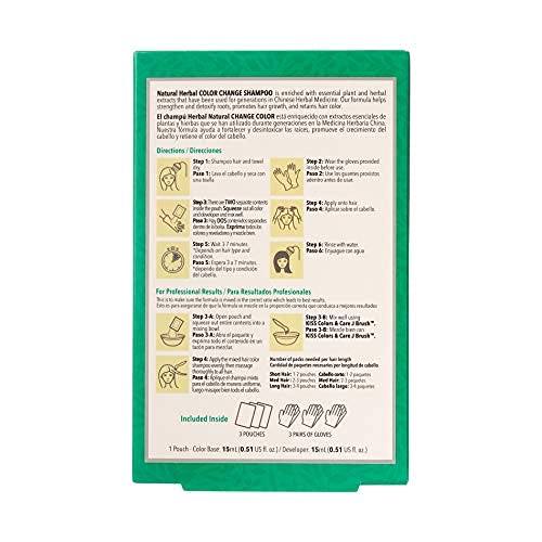 Red by Kiss Color Change Shampoo - Permanent Hair Color with 100% Gray Coverage, Quick 7-10 Minute Formula, No Tools Needed, Herbal Extracts, Includes