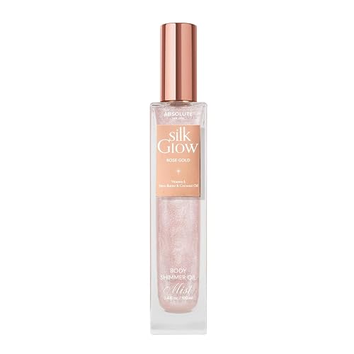 Absolute New York - Silk Glow Shimmer Mist Glow, Radiant, Shimmer Body & Face & Hair, Shea Butter, Coconut Oil, Vitamin E (SBGS02 Rose Gold Mist, 3.4