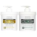Advanced Clinicals Retinol Body Lotion + Collagen Cream Fragrance Free Face Moisturizer & Body Cream 2pc Skincare Set For Women & Men Helps Reduce