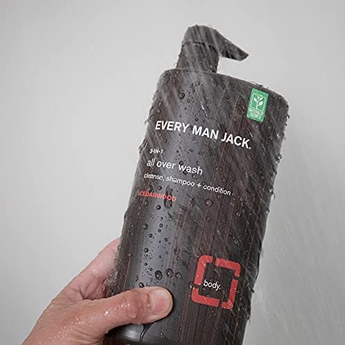 Every Man Jack 3-in-1 All Over Wash - Cedarwood |Twin Pack - 2 Bottles Included | Naturally Derived, Parabens-free, Pthalate-free, Dye-free