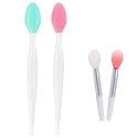 Silicone Lip Brush Set - 2pcs Double-sided Lip Scrubber & Balm Applicator Tools