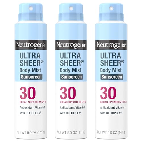 Neutrogena Ultra Sheer Sunscreen Spray SPF 30 Body Mist, Lightweight Non-Greasy Broad Spectrum UVA/UVB Protection, Oil-Free & Non-Comedogenic Water