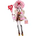 Monster High Scary Sweet Birthday Doll, Cupid Asteria in Pink and Red Party Dress with Themed Accessories Like Invite, Balloon, Gift and More