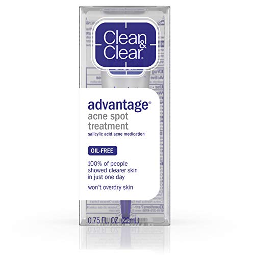 Clean & Clear Advantage Acne Spot Treatment, Oil Free Acne Treatment with Salicylic Acid, Witch Hazel, and BHA, Gel Pimple Cream for Adults and Teens