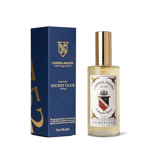 Caswell-Massey Jockey Club Cologne Spray, Aromatic Blend of Amber, Bergamot & Jasmine, Scented Cologne Spray For Men & Women, 3 Oz
