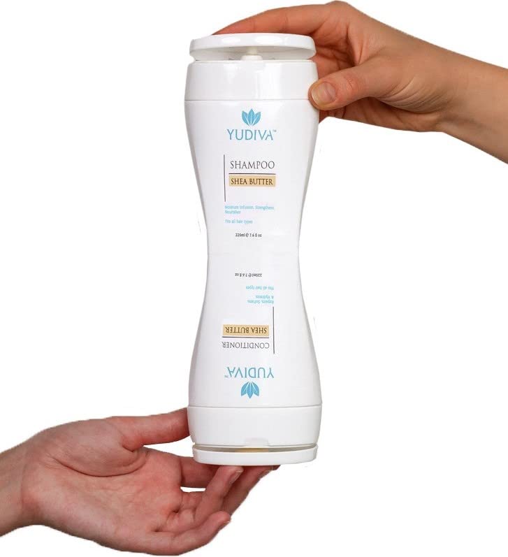 YUDIVA 2 Products in 1 Bottle, Shea Butter Shampoo & Conditioner Set, with travel bag, fits all hair types, 15.2 Fl oz