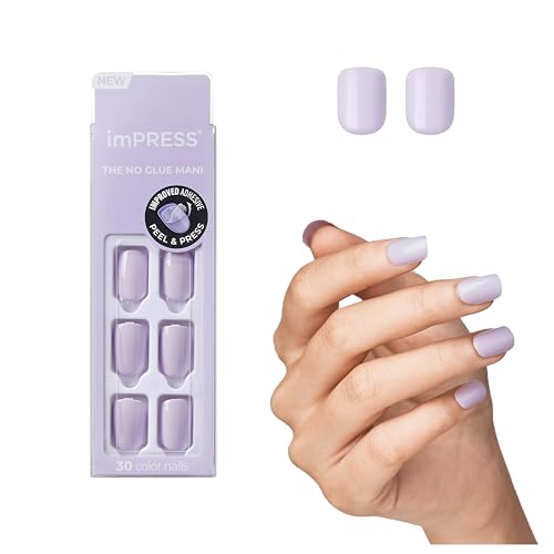 Kiss Impress Color Press-On Nails, Nail Kit, PureFit Technology, Short Length, “Picture Purplect”, Polish-Free Solid Color Manicure, Includes Prep Beauty & Personal Care imPRESS
