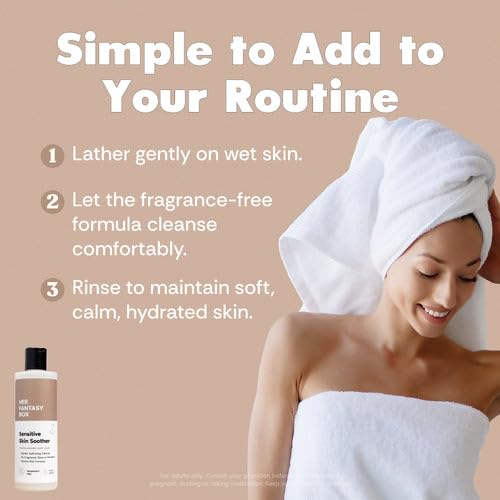 Her Fantasy Box | Sensitive Skin Soother Gentle Body Wash - Fragrance-Free Probiotic Cleanser with Chamomile, pH Balanced, Vegan & Cruelty Free, 16 oz Beauty & Personal Care Her Fantasy Box