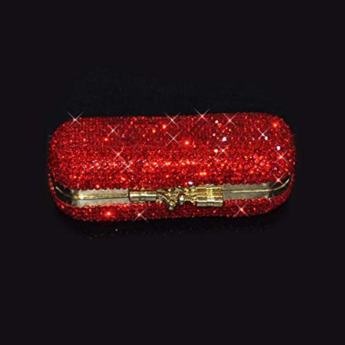 Bestbling Bling Rhinestone Crystal Lipstick Case Holder Organizer bag Cosmetic Storage for Women's Lipstick Jewelry Kit (Red)