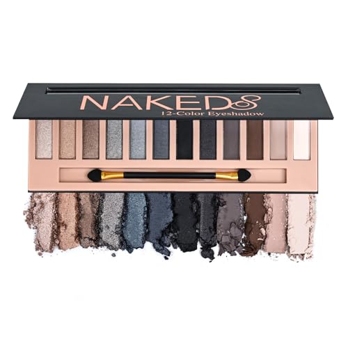 BOLOPER 12 Colors Makeup Smoky Eyeshadow Palette Natural Nude Matte Shimmer Glitter Pigment Eye Shadow Pallete Set Black Eye Shadow Halloween Make Up Beauty and Personal Care BOLOPER Default Title