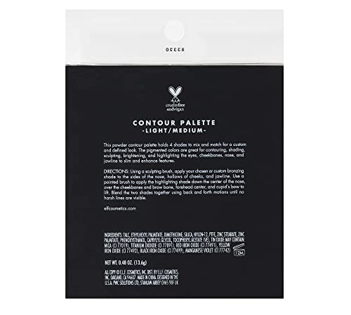 e.l.f. Contour Palette, Customizable, Easy to Apply, Sculpts, Brightens, Dark/Deep, Infused with Vitamin E, All-Day Wear, 0.56 Oz, 4 Shades