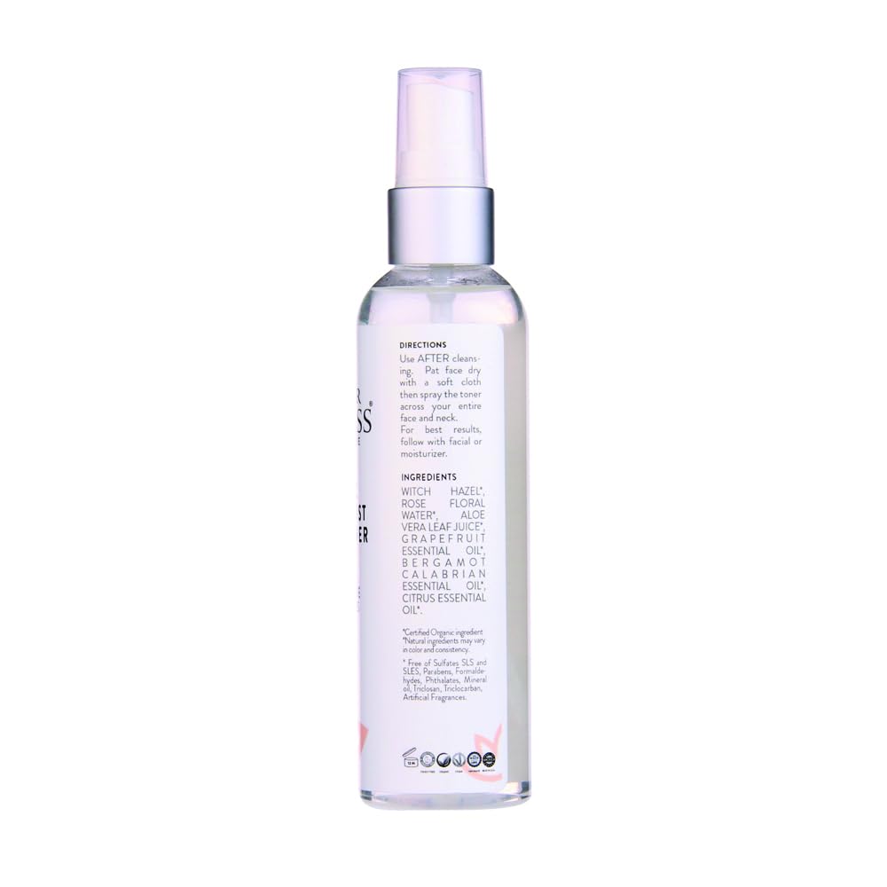 Organic Citrus Facial Toner with Rose Water Witch Hazel & Aloe Vera - Natural Astringent Closes Pores and Preps Skin
