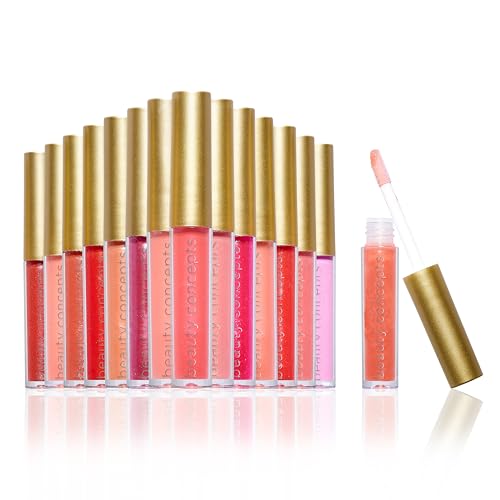Beauty Concepts Lip Gloss Collection - Shimmering, Glossy Lip Makeup Set for a Radiant Finish, Glitter Floral