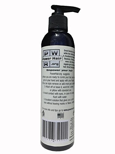 POWERHAIR Hair Gel, Subtle cover for gray hair, alcohol free, perfect hold, 8 Fl oz.(Black/Red/Brown) (BLACK for gray hair)