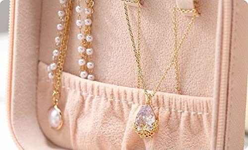 Sanzeon Portable Travel Jewelry Box Jewelry Case Travel Earring Ring Necklace Watch Lipstick Accesories Organizer for Girls Women(Pink)