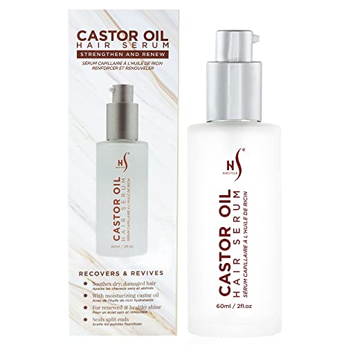 HerStyler Castor Oil Hair Serum for Hair Growth - Hair Shine Serum with Vitamin E - Hair Growth Serum - Hair Serum Heat Protectant - Vitamin E