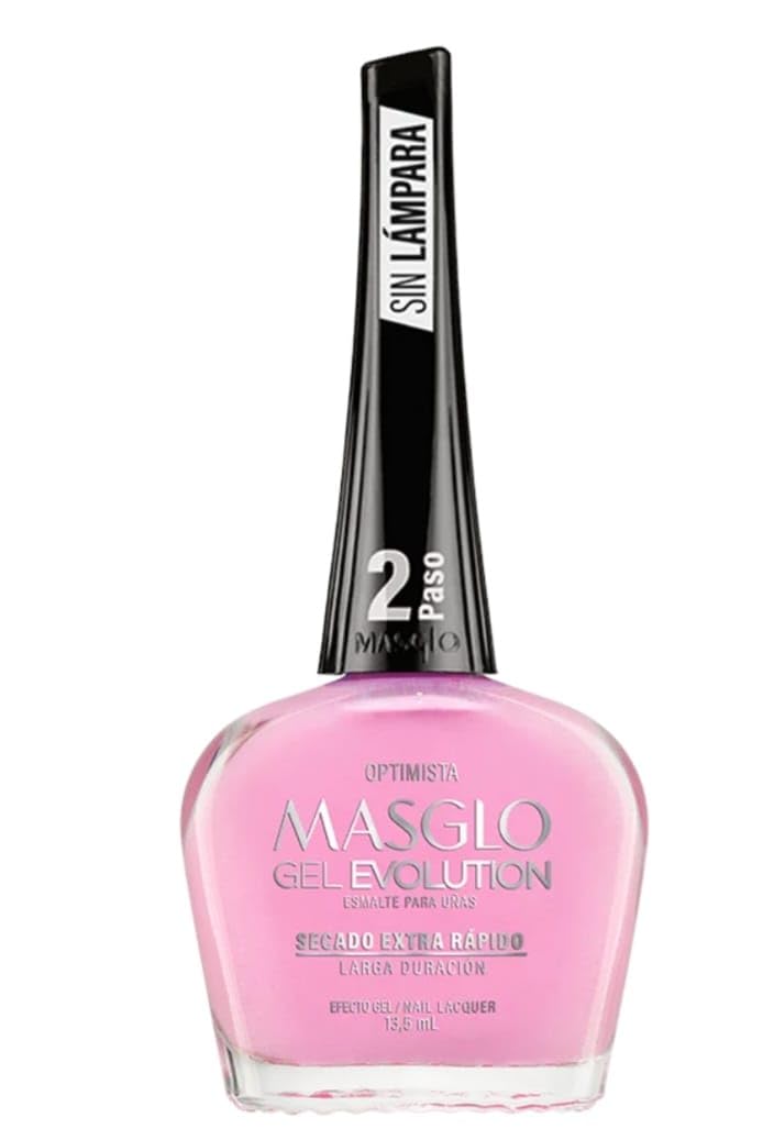 MASGLO GEL EVOLUTION Nail Polish Gel Effect, No UV/Led Lamp, Duration Up to 12 days, 3 PCs Base, Esmalte Optimista, Brillo - Efecto Gel sin necesidad Beauty & Personal Care MASGLO