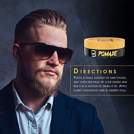 L3 Level 3 Pomade - Improves Hair Strength and Volume Long-Lasting Hold Infused with Keratin (Small Pomade with Powder)