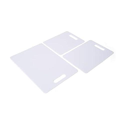 Farberware Plastic Cutting Board Set, Dishwasher- Safe Poly Chopping Board for Kitchen with Easy Grip Handles, Set of 3, White