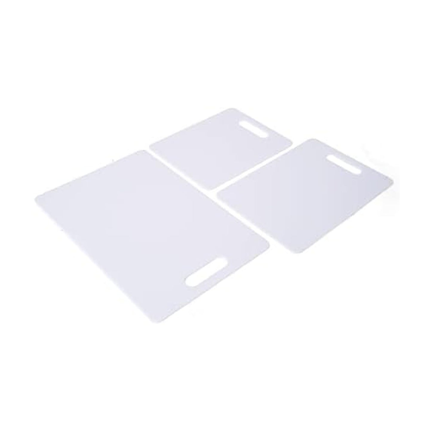 Farberware Plastic Cutting Board Set, Dishwasher- Safe Poly Chopping Board for Kitchen with Easy Grip Handles, Set of 3, White