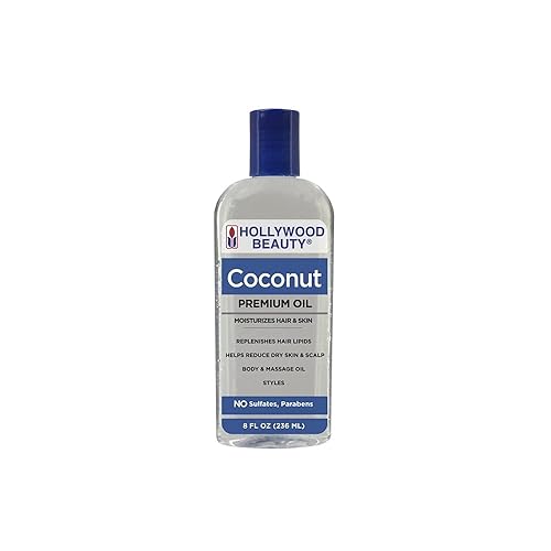 Hollywood Beauty Coconut Hair Oil, 8oz Bottle, Moisturizes Hair & Skin, Replenishes Important Hair Lipids, Body & Massage Oil, Helps Releve Scalp