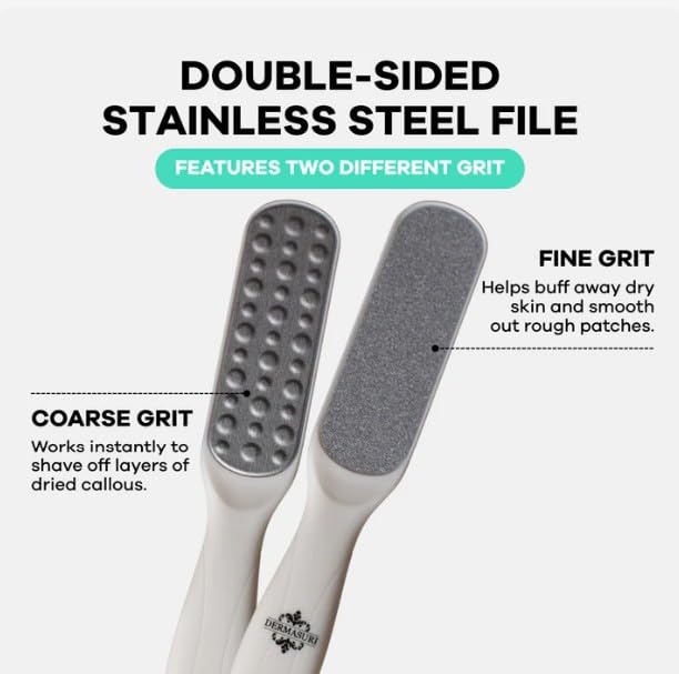 Dermasuri - Callus Remover Foot Scrub - Exfoliating Feet Spray-on Formula and Reusable Deluxe Sole File - Dead Skin Remover, Callus Rasp Scrubber