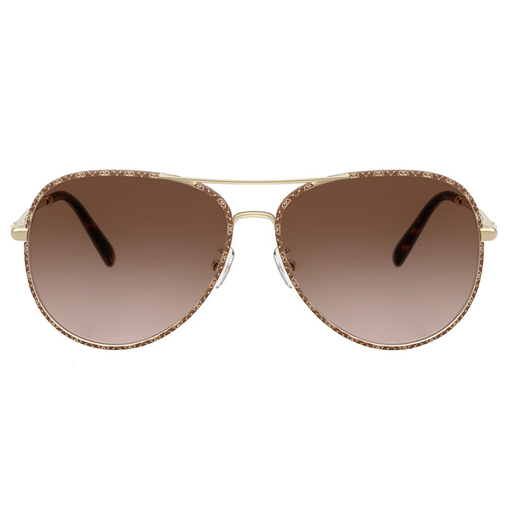 Tory Burch TY 6114 336013 Light Gold Metal Pilot Sunglasses Brown Gradient Lens
