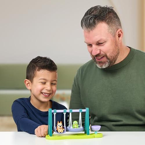 Bluey Mini Playsets, Turtleboy Playground Playset, Includes Articulated Wide-Eyed Bingo Figure and Turtleboy, Swing & Spin Together on The Playground