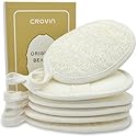 CROVIN Natural Loofah Exfoliating Body Scrubber, Made with Natural Shower Loofah Sponge for Men and Women’s SPA - Pack of 6 Exfoliating Loofah Sponge