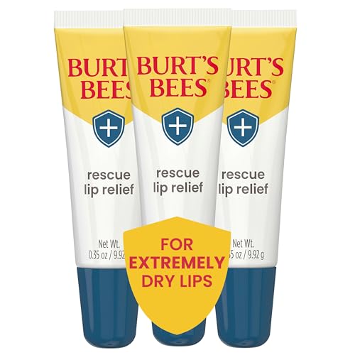 Burt's Bees Lip Balm Stocking Stuffers, Moisturizing Lip Care Christmas Gifts, Rescue Relief - Relieves Extremely Dry Lips with Moisturizing Shea