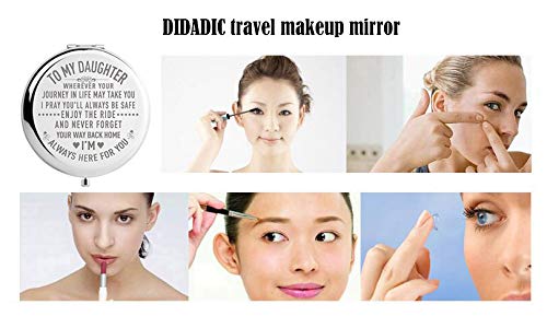 DIDADIC Daughter Gifts from Mom and Dad on Wedding Day, Graduation and Birthday Gifts for Girls, Compact Makeup Mirror (Mir-Daughter-Journey)