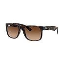 Ray-Ban RB4165 Justin Rectangular Sunglasses, Black/Grey, 55 mm