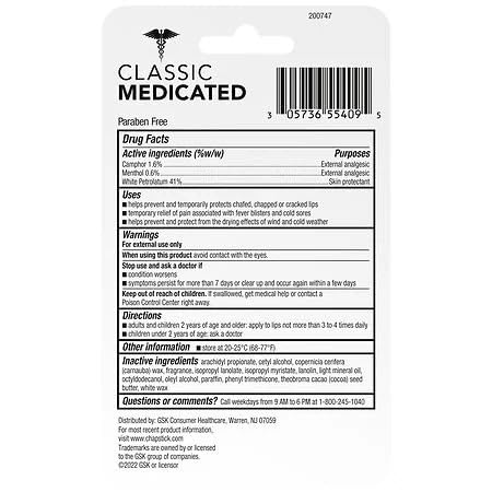 ChapStick Classic Medicated Lip Balm & Skin Protectant (3 Pack)