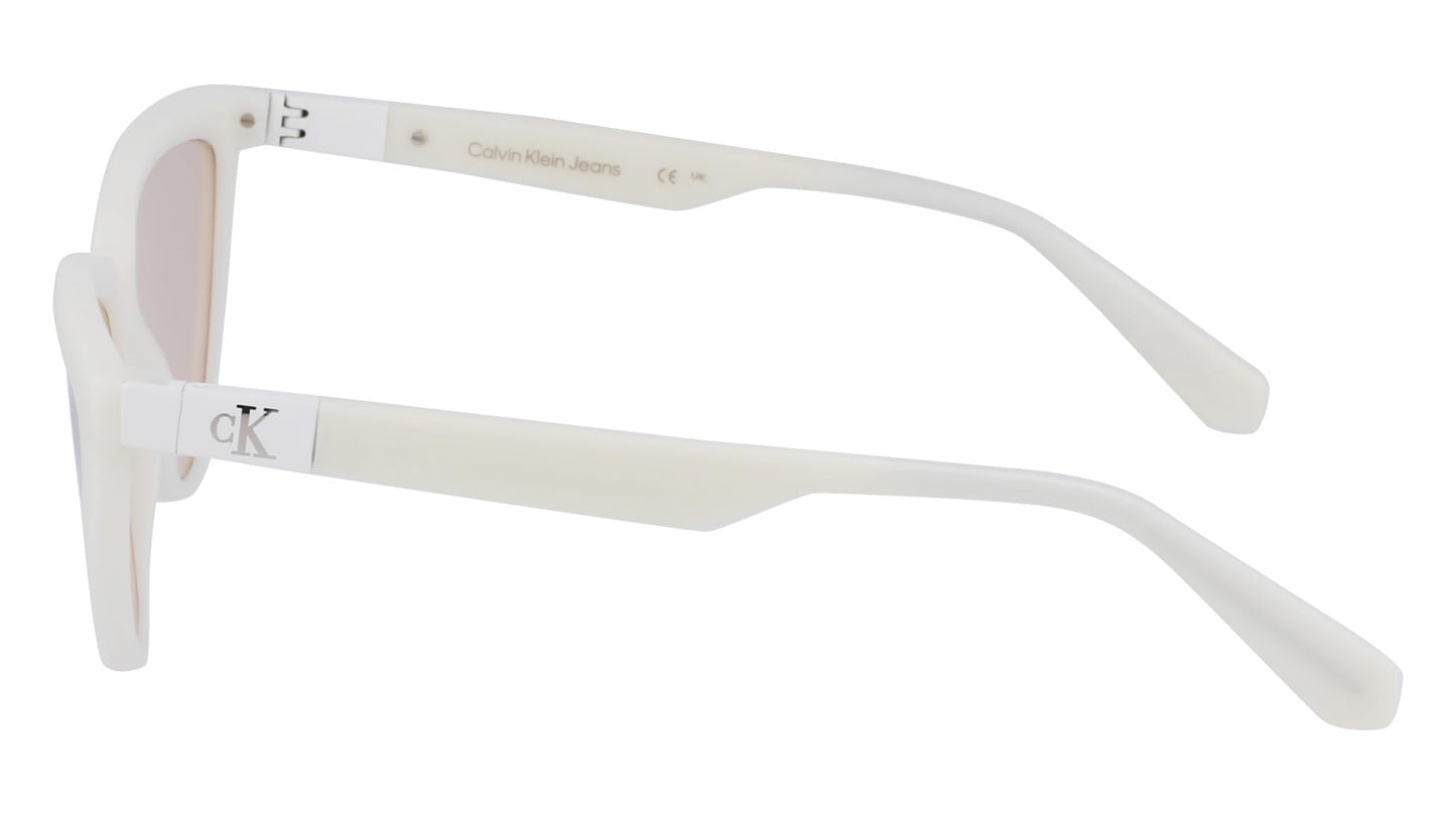 CALVIN KLEIN JEANS Women's CKJ23658S Cat Eye Sunglasses, White, One Size